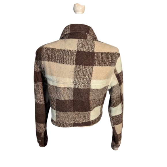 House of Harlow neutral bland cropped Eisenhower style wool blend jacket sz S - Picture 3 of 9